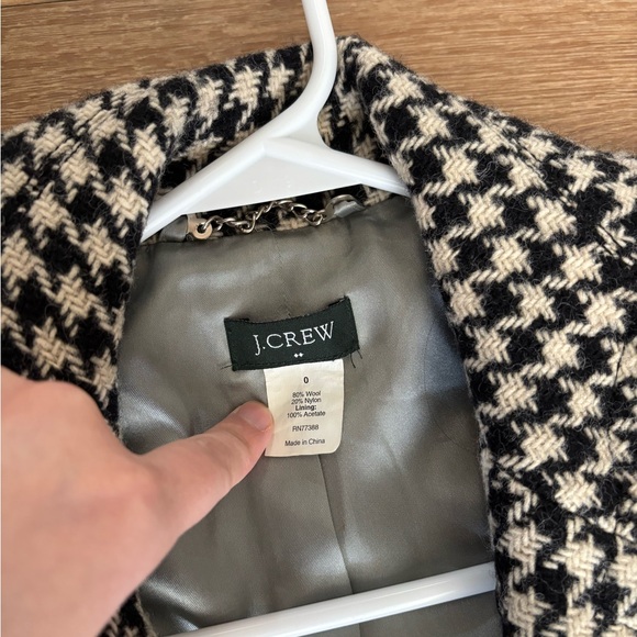 J. Crew wool houndstooth Coat size 0 - Picture 2 of 3
